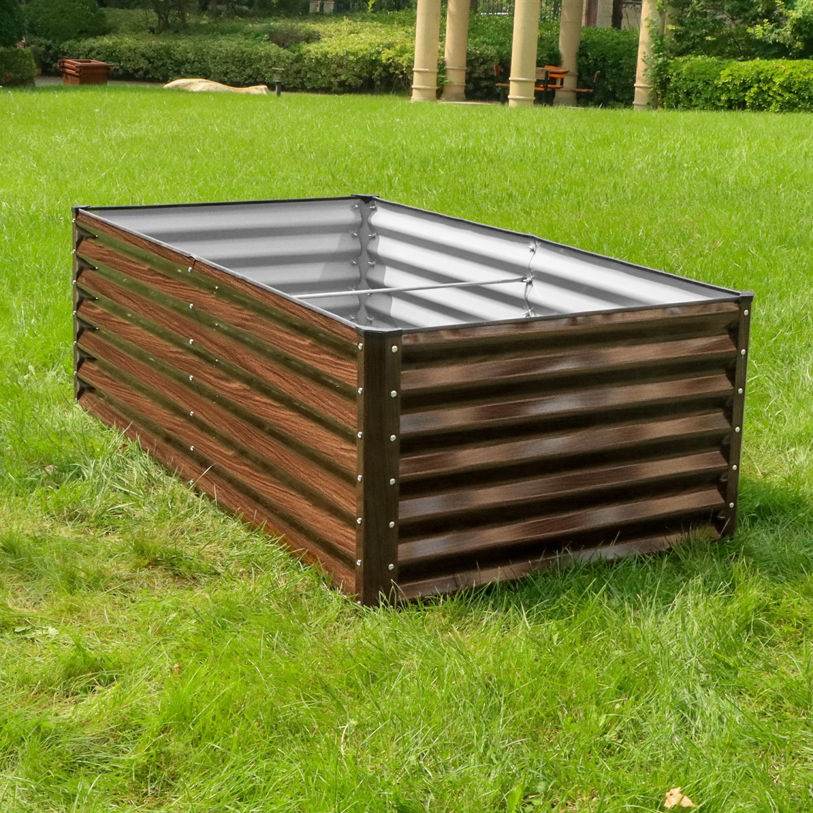 SnugNiture 6x3x2 ft Metal Raised Garden Bed Outdoor, Deep Root Galvanized Planter Box for Vegetables, Flowers