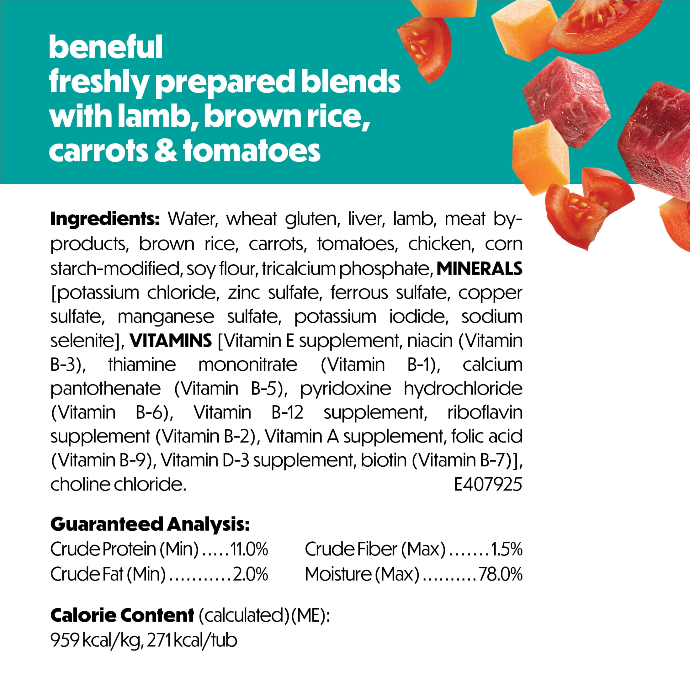 Purina Beneful Freshly Prepared Blends Wet Dog Food With Lamb, Brown Rice, Carrots and Tomatoes, 10 oz, 8 Pack