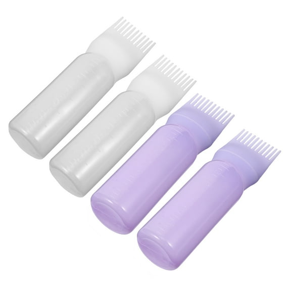 ROSENICE 4Pcs Hair Dye Bottles With Comb Applicator for Even Color Distribution Home Salon Use Plastic