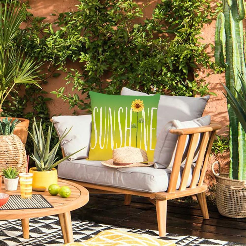 Xihomeli Hello Summer Daisy Flower Throw Pillow Cover - 12x20 Inch, Cotton Linen, Blue Background, Zipper Closure