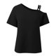 thumbnail image 5 of Top de manga corta de punto con hombros descubiertos para mujer - Blusa informal ligera - Conjunto de verano de color liso - S-XXL, 5 of 6