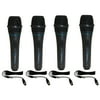 Set of 4 Professional Portable Microphone with Digital Processing, Steel Construction, Singing Machine,DJ Wired Microphone, 10 Ft Cable Wired Included, XLR to 1/4, for Karaoke, Wedding, Party, Church