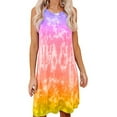 thumbnail image 4 of under 10.00 LYXSSBYX Summer Dresses for Women under 10.00 Women's Plus Size O-Neck Tie-Dye Print Sleeveless O-Collar Mini Dress, 4 of 9