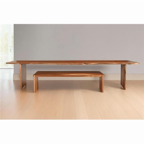 HomeRoots 565289 60 in. Brown Solid Wood Live Edge Dining Bench