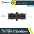 thumbnail image 2 of SharkBite 1/2 Inch Poly Expansion Coupling for PEX-A Pipe, Pack of 5, Plastic Plumbing Fittings, Plastic Coupling for PEX-A Tubing, UA008A5, 2 of 7