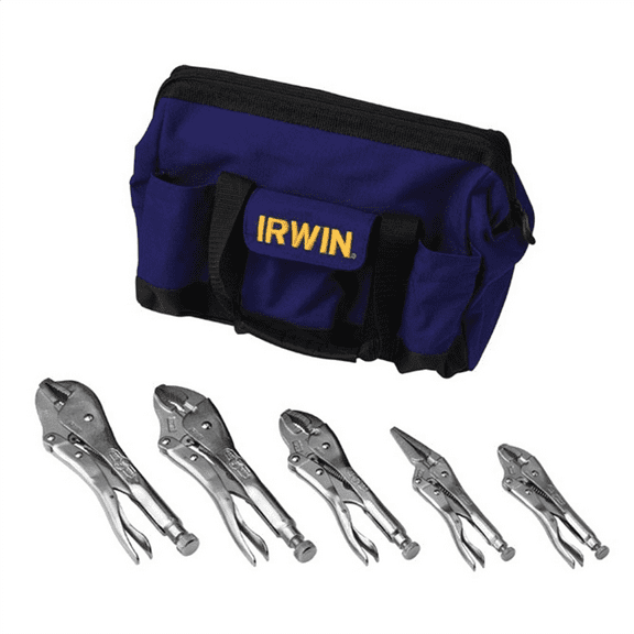 Irwin/Hanson 2077704 Vise-Grip 5pc Locking Pliers Set, Canvas Tool Tote Bag