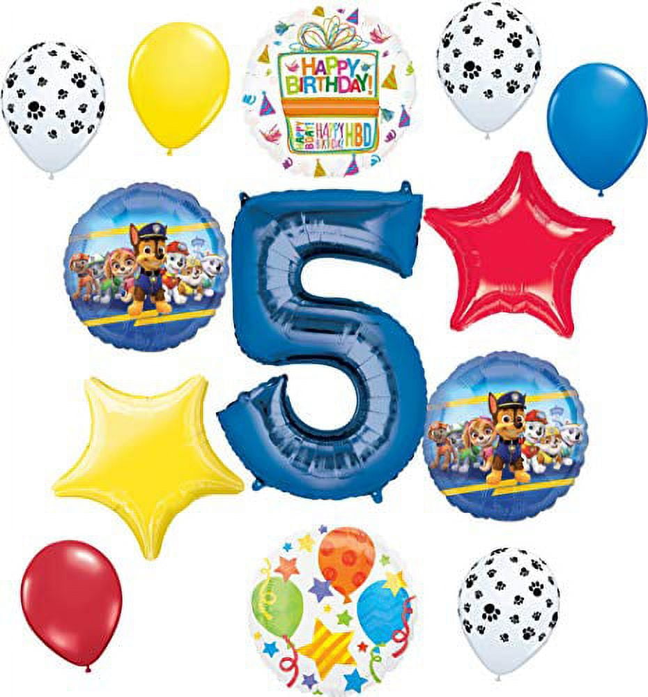 Anagram Officially Licensed Paw Patrol Marshall Birthday Balloon Set – Includes 30in Number, 30in Marshall, 18in 'Happy Birthday', Latex Balloons & More For Party Decor - View #5