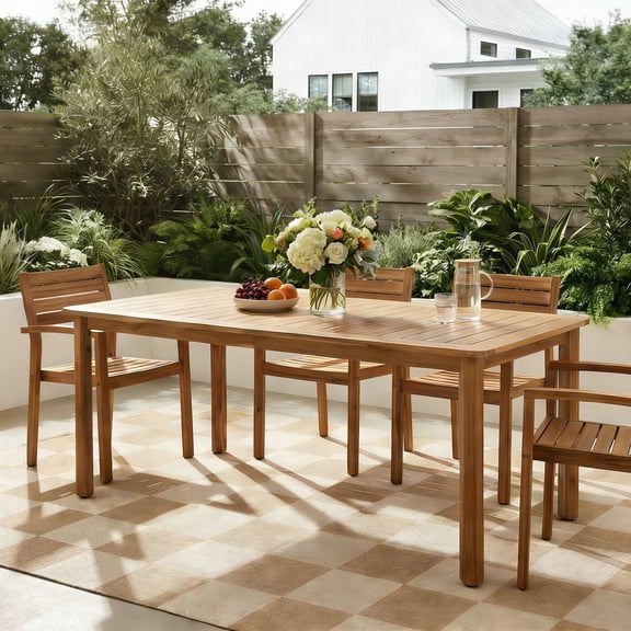 Christopher Knight Home 68.9" Rectangular Acacia Wood Rustic Outdoor Dining Table, Light Teak