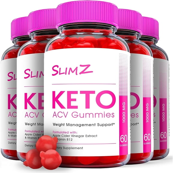 (5 Pack) Slimz Keto ACV Gummies - Apple Cider Vinegar Supplement for Weight Loss - Energy & Focus Boosting Dietary Supplements for Weight Management & Metabolism - Fat Burn - 300 Gummies