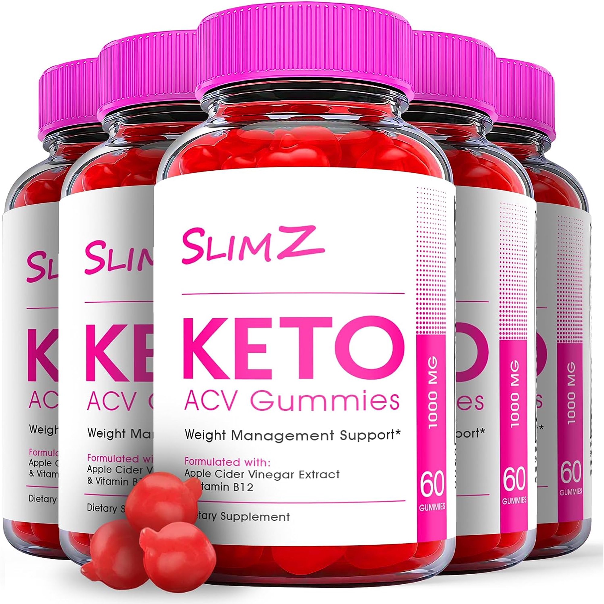 (5 Pack) Slimz Keto ACV Gummies - Apple Cider Vinegar Supplement for Weight Loss - Energy & Focus Boosting Dietary Supplements for Weight Management & Metabolism - Fat Burn - 300 Gummies