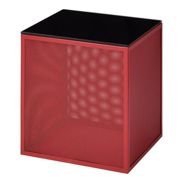Furniture of America Kelforia Table d'Appoint Contemporaine à Dessus en Verre, Rouge