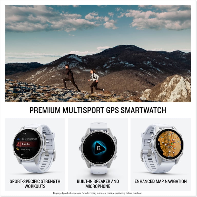 GARMIN fenix 8 43 mm, AMOLED Silver Steel Case with White Band