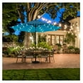 thumbnail image 2 of WDZS 9FT Solar Powered Patio Umbrella - UV Protection Market Table Umbrella w/ 32 LED Lights & Push Button Tilt & Crank Lift System for Garden/Lawn/Deck/Backyard/Pool,Sky Blue, 2 of 9