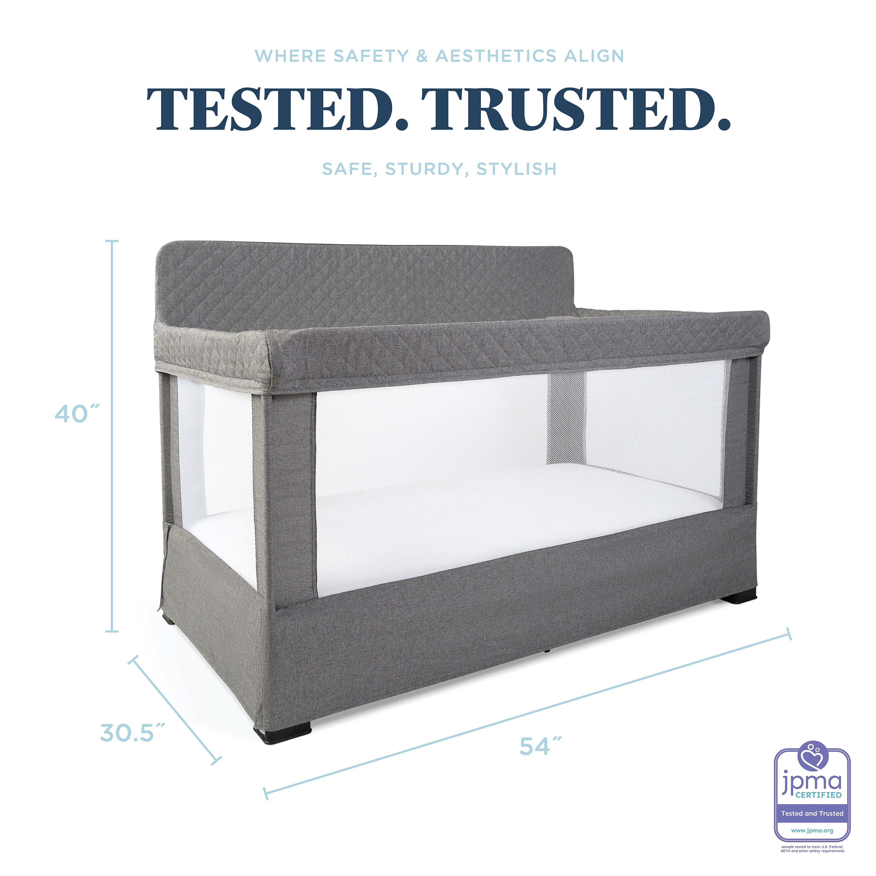 Baby Delight Lunaire Full Size Mesh Baby Crib & Playard, Charcoal Grey