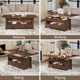 thumbnail image 2 of Table Basse Moderne à Plateau Relevable - Table Convertible Multifonctionnelle avec Tiroirs et Rangement Caché, Réglable en Hauteur de Salle à Manger, Parfaite pour le Salon Ou les Petits Espaces, Bois de Noyer (Variante Orme T-18), 2 of 7