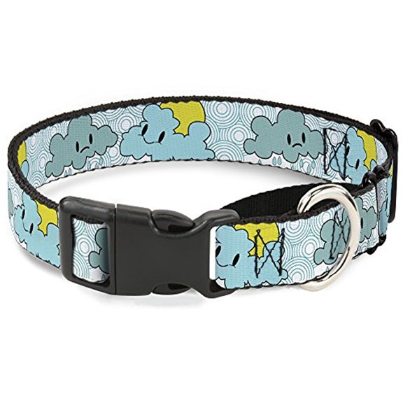 buckle-down cloudy skies rain clouds white blues martingale dog collar