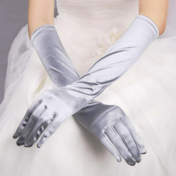 Long Opera Party Gloves for Women 1920s 20s Satin Gloves Costumes Elbow Length Bridal Evening Dress, 15 inches