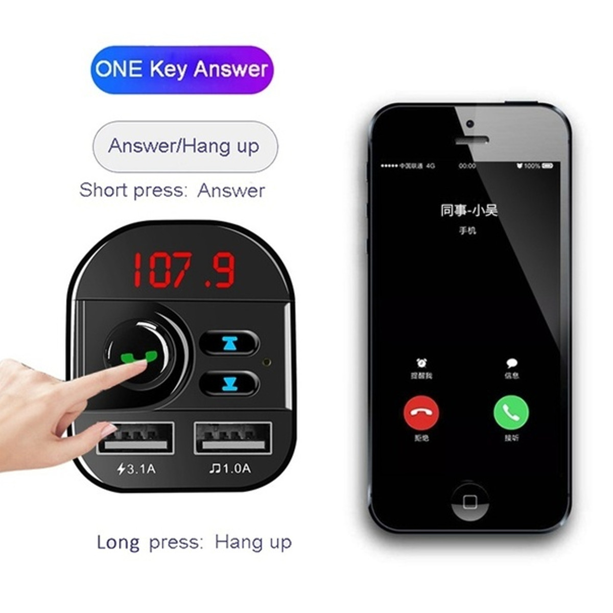 Handsfree Wireless LCD MP3 Player USB Charger 3.1A Car Kit FM Transmit