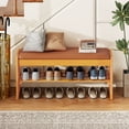 thumbnail image 2 of Gymax 40'' 2-Tier Shoe Rack Bench w/Flip-Top Storage Slatted Shelf for Hallway Bedroom Natural & Brown, 2 of 10