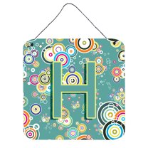 Carolines Treasures CJ2015-HDS66 Letter H Circle Circle Teal Initial Alphabet Wall or Door Hanging Prints 6HX6W