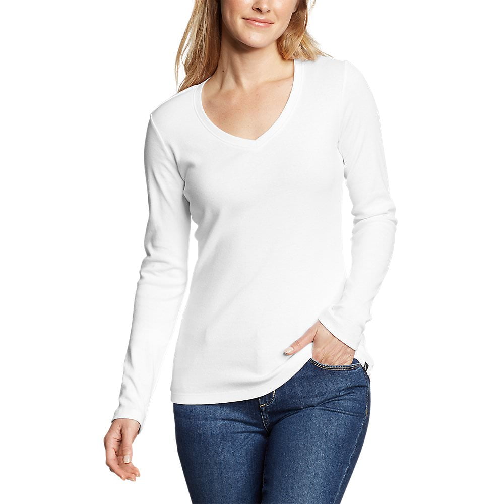 Eddie Bauer - Eddie Bauer Women's Favorite Long-Sleeve V-Neck T-Shirt ...