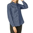 thumbnail image 5 of Allegra K Women's Point Collar Long Sleeve Button Down Chest Pockets Denim Shirt, 5 of 6