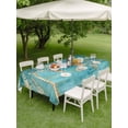 thumbnail image 3 of Outdoor Tablecloth with Umbrella Hole & Zipper, Coastal Beach Palm Tree Rectangle Tablecloth 60x120 Inch, Retro Teal Tropical Plant Summer Patio Table Cover Waterproof Table Cloth for Picnic/Party, 3 of 7