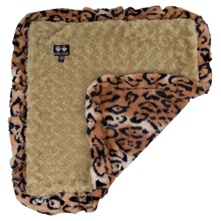Bessie and Barnie Camel Rose / Chepard Luxury Ultra Plush Faux Fur Pet/ Dog Reversible Blanket (Multiple Sizes)