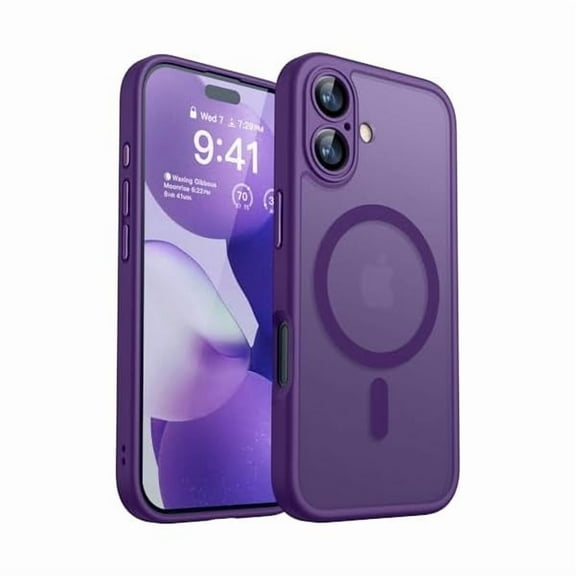 ZHU997 Magnetic for iPhone 17 Case, Upgraded [Full Camera Protection] [Compatible with Magsafe] [Translucent Matte] Shockproof Protective Phone Case for iPhone 17 - Deep Purple