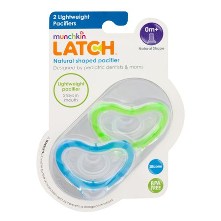 Munchkin Latch Natural Shape Newborn Pacifier, 0+ Months, Blue/Green - 2 Counts