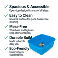 thumbnail image 3 of Open Cat Litter Box – Large Litter Pan for Small & Large Cats | Durable Standard Box, Easy to Clean (Blue), 3 of 4