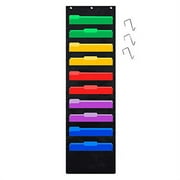 Headif Hanging File Folder Organizer, Over the Door/Wall Mounted 10 Organizer Storage Pocket Chart Perfect for Classroom Organization, School Pocket Chart, Office Paper Storage and Sorter, Home Filing