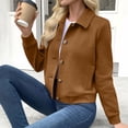thumbnail image 5 of HomeDM Women's Button Down Jacket Long Sleeve Collared Cropped Faux Suede Outerwear with Pockets, 5 of 8