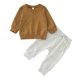 thumbnail image 1 of Gibobby Conjunto de leggings para bebés y niñas Conjunto de ropa de 2 piezas para niños pequeños, camisetas de manga larga de invierno, pantalones(Marrón,2-3 Años), 1 of 5