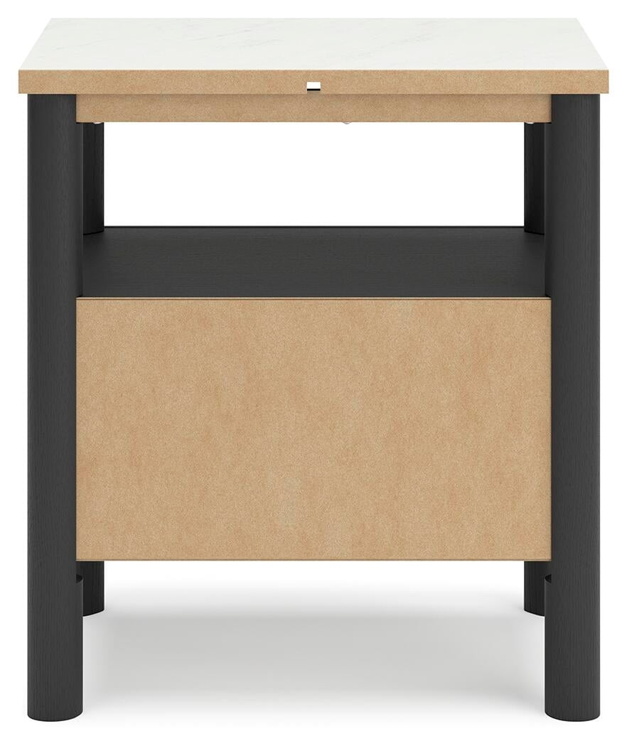 Signature Design by Ashley Cadmori Nightstand with Light and Wireless Charging, Black/White