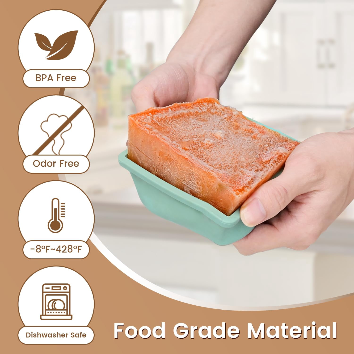 Silicone Freezer Tray For Soup Ice Cubes: 2-cup Freezing Trays With Lid Meal Prep - 4pack Silicon Portion Freeze Make Stock Souped Cube