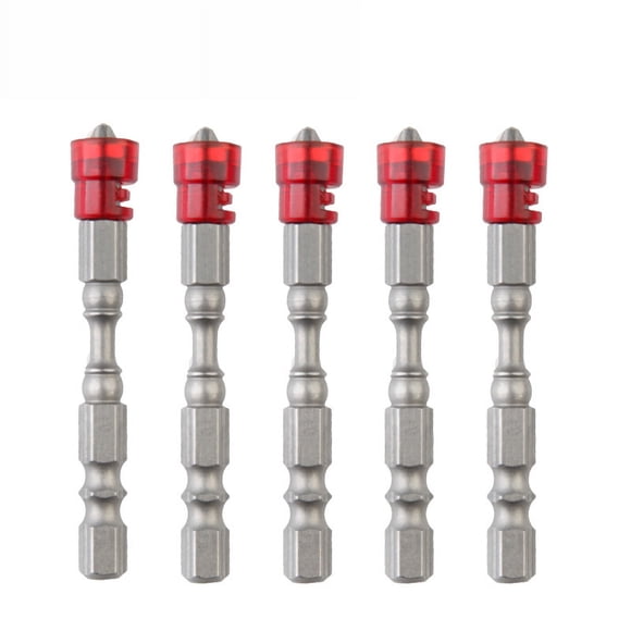Juego de 5 puntas de destornillador con vástago hexagonal magnético de acero de aleación S2 para trabajar en rojo