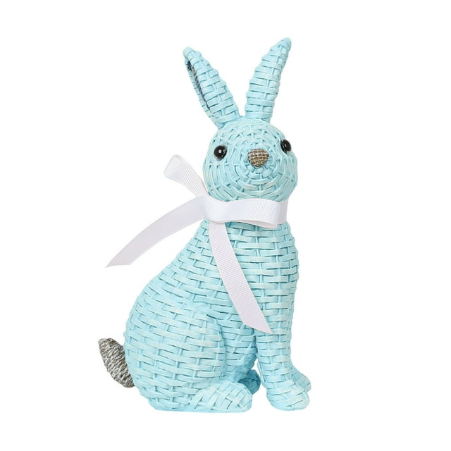 Binwennn A Ornament Fancy Christmas Ornament Third Christmas Ornament European Garden Garden Home Children's Room Decoration Resin Bow Rattan Sitting Effect Rabbit Easter Decoration