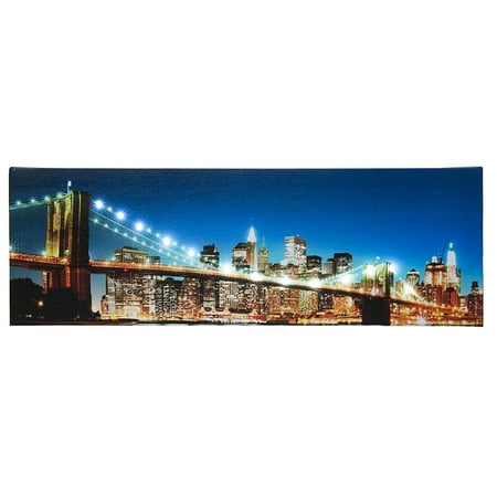 Lighted Wall Art Home Westland Giftware Brooklyn Bridge NYC LED Lighted Up Prints 18x6