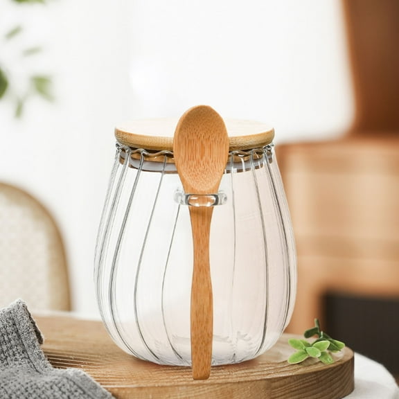 Sugar Bowls under $5! Yannianjz Sugar Bowls Sugar Container Glass Coffee Canister Airtight Food Storage Jar with Lid and Spoon Candy Jar Coffee Bar Accessories Storage Beans Powder