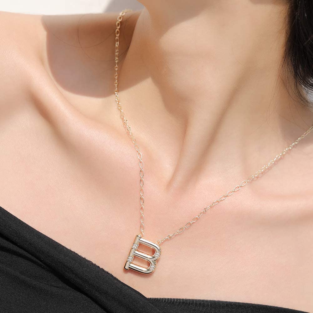 Cubic Zirconia Initial Pendant Necklace 