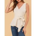 thumbnail image 5 of Allegra K Women's Summer Sleeveless V Neckline Wrap Tie Waist Tops, 5 of 6