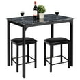 thumbnail image 2 of Resenkos Dining Room Table Set,Dining Table Set,3 Piece Counter Height Dining Set Faux Marble Table-Black, 2 of 8