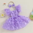 thumbnail image 2 of Bagilaanoe Newborn Baby Girl Rompers Dress 3D Butterfly Fly Sleeve Bodysuits + Headband 6M 12M 18M 24M Infant A-line Dresses, 2 of 8