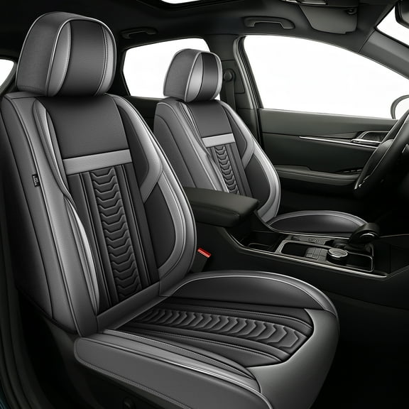 DIKSOAKR Front Car Seat Covers for Kia Sorento 2007-2024 2025 Luxery Waterproof Car Seat Covers Cushion Protector with Lumbar Support Grey,Front Set(2 Seats)
