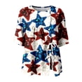 thumbnail image 4 of DHFJKG 4Th Of July Shirts For Women Linen Half Sleeve Lace Up T Shirt Independence Day Loose Fit Stylish Tops, 4 of 4