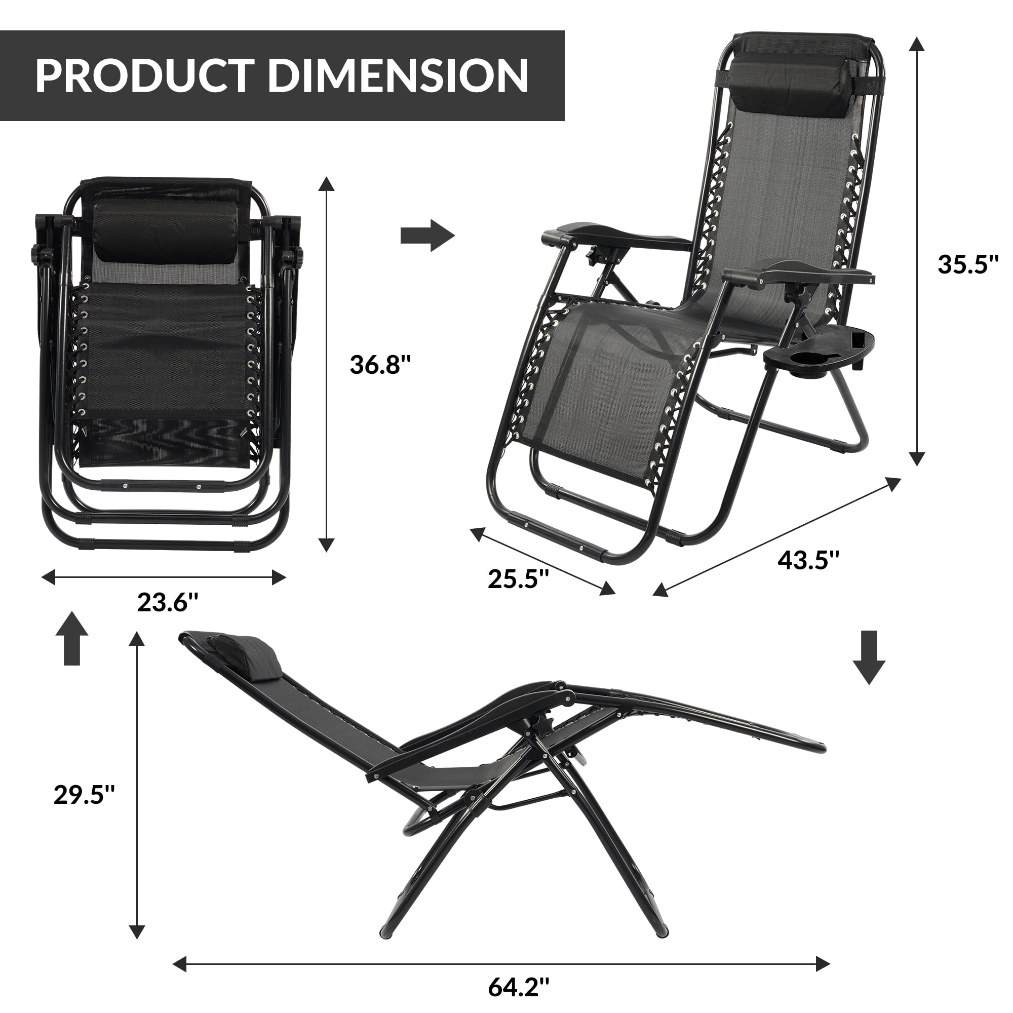 Everyday Essentials Adjustable Zero Gravity Lounge Chair Recliners for Patio