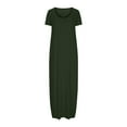 thumbnail image 5 of NXMZXB Plus Size Maxi Dresses for Curvy Women Loose Fit Casual Summer Short Sleeve Crewneck Long T-Shirts Dress Elegant Flowy Beach Sundress with Pockets A-Army Green XXL, 5 of 7