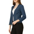 thumbnail image 4 of INSPIRE CHIC Women's Workwear Zipper Collarless Cropped Blazer XL Peacock Blue, 4 of 7