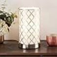 thumbnail image 3 of Lavish Home 72-UPLT-3 LED Uplight Table Lamp with Fabric Overwrap, Laser Cut Quatrefoil Pattern & Included LED Light Bulb for Home Uplighting - Steel, 3 of 4